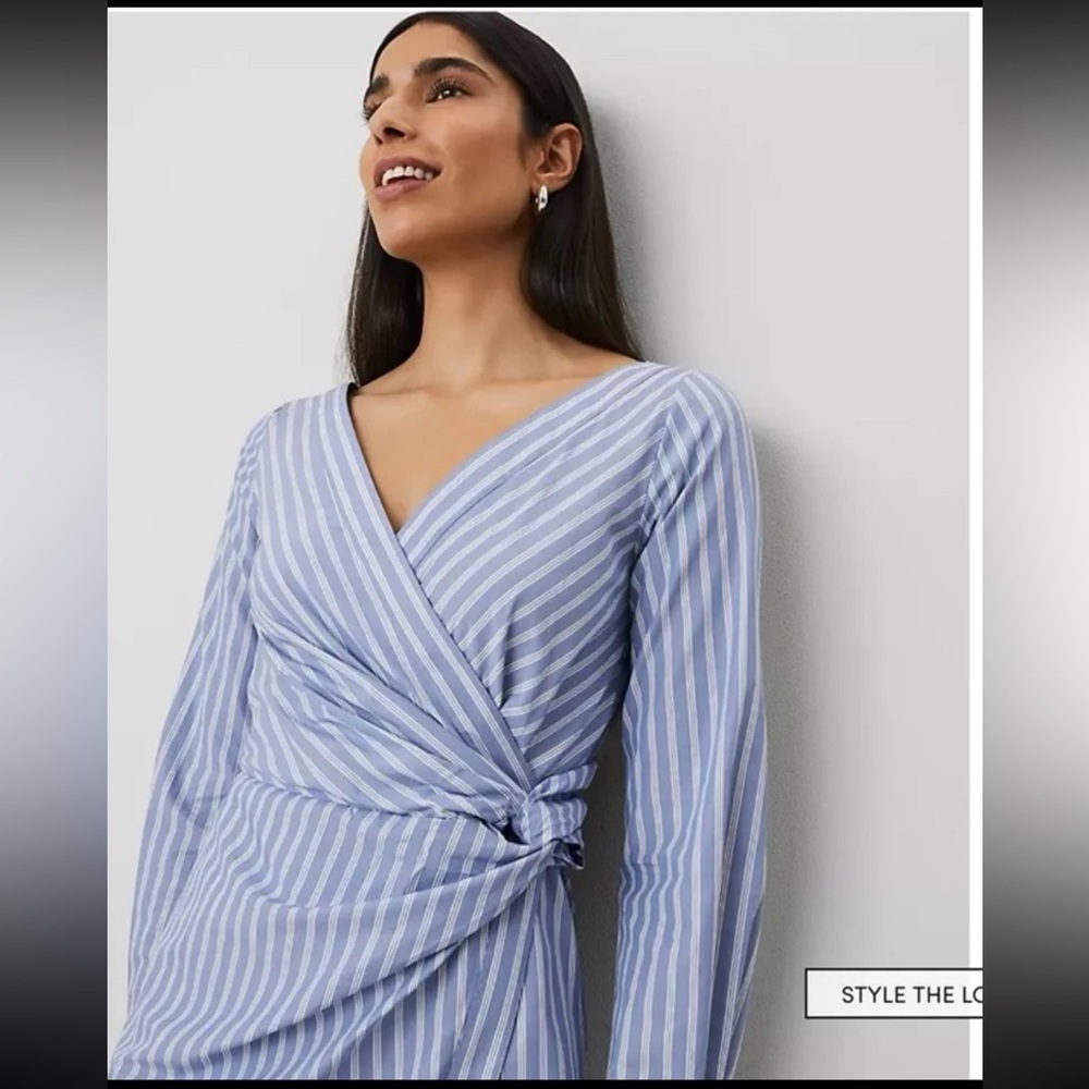 NWT Ann Taylor Striped Asymmetric Shirtdress 
size 10 - Picture 5 of 12